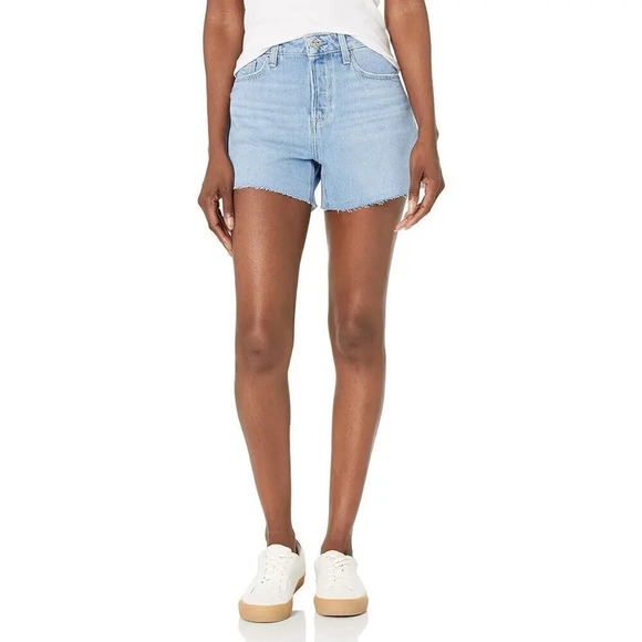 PAIGE NWT Women's Noella Cutoff Shrt Cvrd Btnfly Size 32 Light Denim - Picture 1 of 9